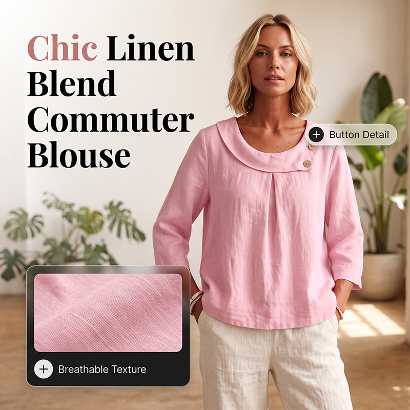 Nouveauté ✨🌸 Haut en coton et lin respirant avec boutons décoratifs