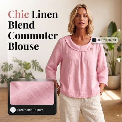 Nouveauté ✨🌸 Haut en coton et lin respirant avec boutons décoratifs