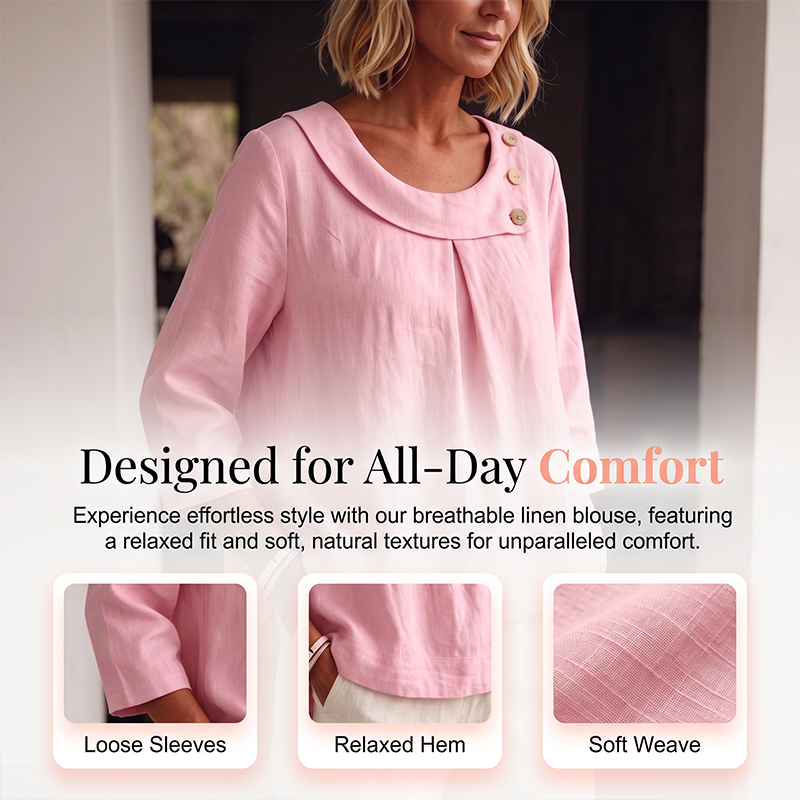 Nouveauté ✨🌸 Haut en coton et lin respirant avec boutons décoratifs