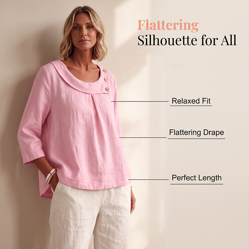 Nouveauté ✨🌸 Haut en coton et lin respirant avec boutons décoratifs