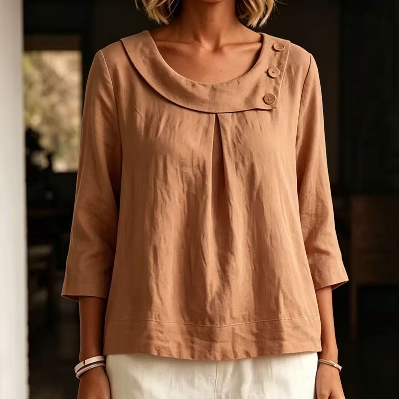 Nouveauté ✨🌸 Haut en coton et lin respirant avec boutons décoratifs