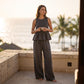 ⌛Limited-Time Offer-Women Casual Sleeveless Ruffle Top and Wide Leg Long Pants Set