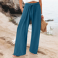 Pantalon décontracté à taille haute et jambes larges pour femme