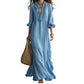 🌸👗 Robe maxi étagée col V – Manches volantées, tissu fluide ultra-léger, silhouette aérienne pour un été élégant à la plage comme en soirée 🌊🌙