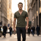 🎉 OFFRE LIMITÉE -50% ! 👕 T-Shirt Respirant – Col V Henley Classique  💪