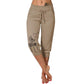 Pantalon court taille haute à cordon de serrage pour femme