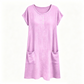 Robe mi-longue décontractée à manches courtes pour femme avec poches