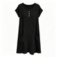 Robe mi-longue décontractée à manches courtes pour femme avec poches