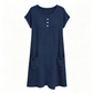 Robe mi-longue décontractée à manches courtes pour femme avec poches