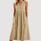 Robe midi décontractée sans manches à col en V pour femme