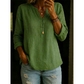 🌿Chemise décontractée à col en V et manches longues, en coton et lin, à boutons