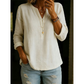 🌿Chemise décontractée à col en V et manches longues, en coton et lin, à boutons