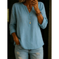 🌿Chemise décontractée à col en V et manches longues, en coton et lin, à boutons