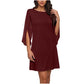 Robe élégante à col rond unie pour femme