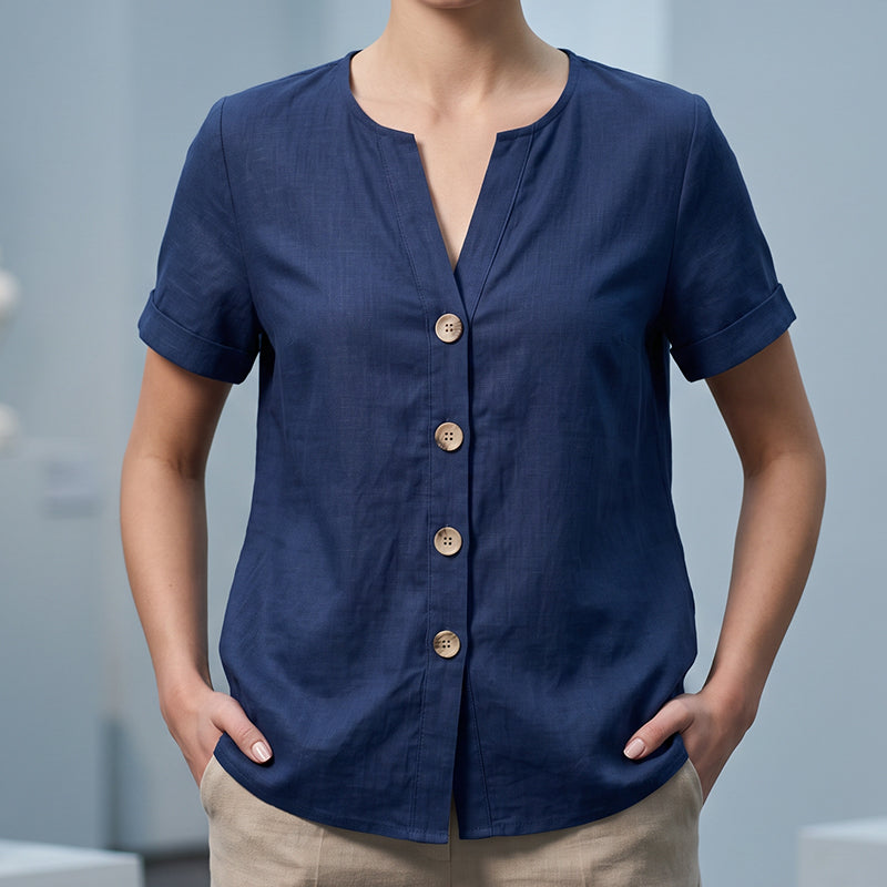 Haut décontracté d'été à col en V pour femme