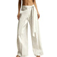 Pantalon ample pour femme, à coupe large et à nouer sur le devant