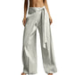 Pantalon ample pour femme, à coupe large et à nouer sur le devant