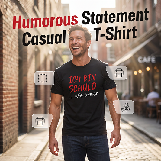 🔥 T-Shirt Noir Homme Slogan Allemand Humoristique – Respirant