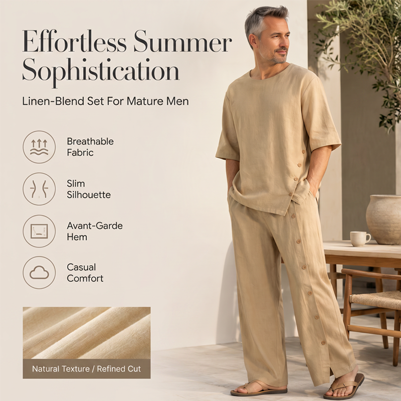 Ensemble 2 pièces pour homme : chemise et pantalon décontractés