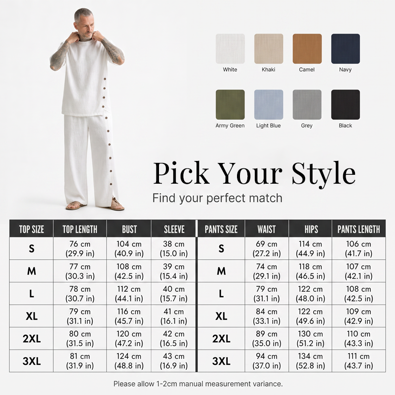 Ensemble 2 pièces pour homme : chemise et pantalon décontractés