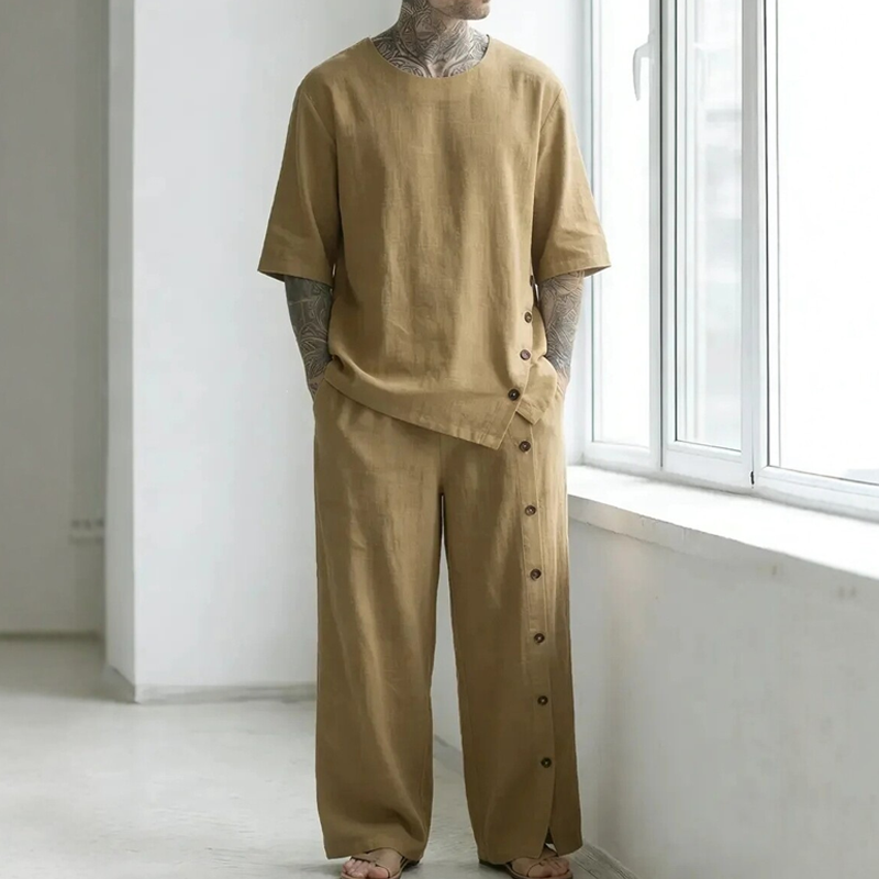 Ensemble 2 pièces pour homme : chemise et pantalon décontractés