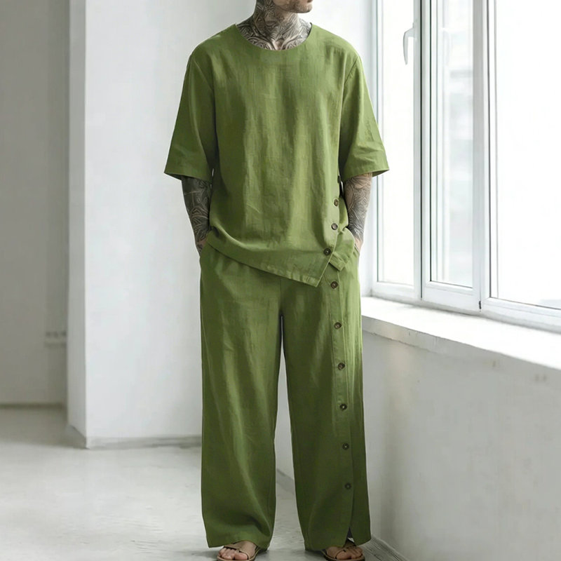 Ensemble 2 pièces pour homme : chemise et pantalon décontractés