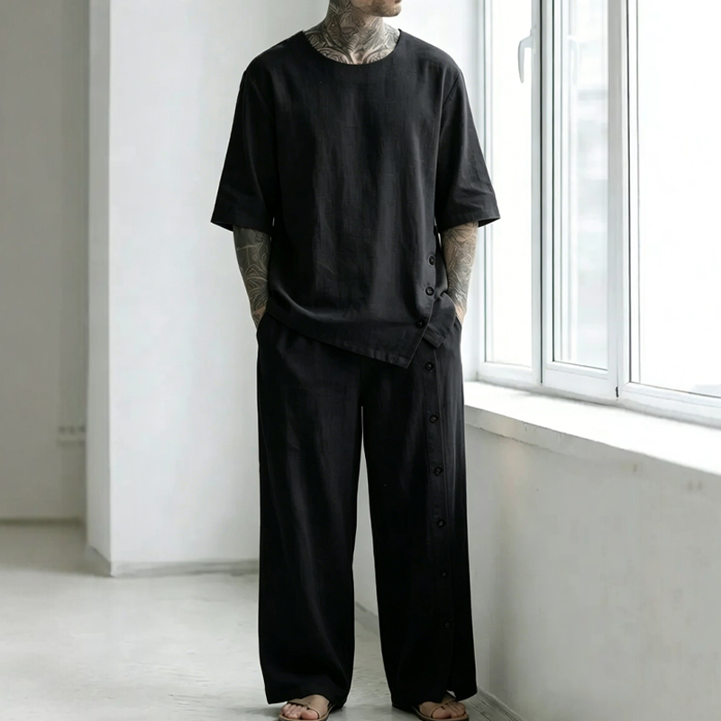 Ensemble 2 pièces pour homme : chemise et pantalon décontractés
