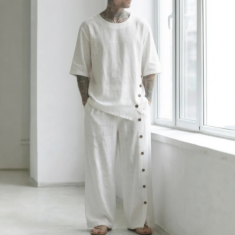 Ensemble 2 pièces pour homme : chemise et pantalon décontractés