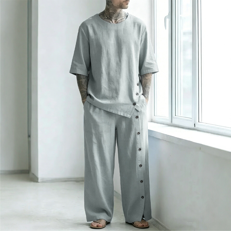 Ensemble 2 pièces pour homme : chemise et pantalon décontractés