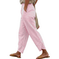 Pantalon décontracté à rayures et taille haute pour femme