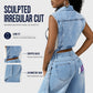 👗 50% DE RÉDUCTION! 👖 Robe Gilet en Jean Sans Manches Fente Haute – Coupe fluide, denim léger & style tendance – Parfaite pour l'été et les journées décontractées ☀️