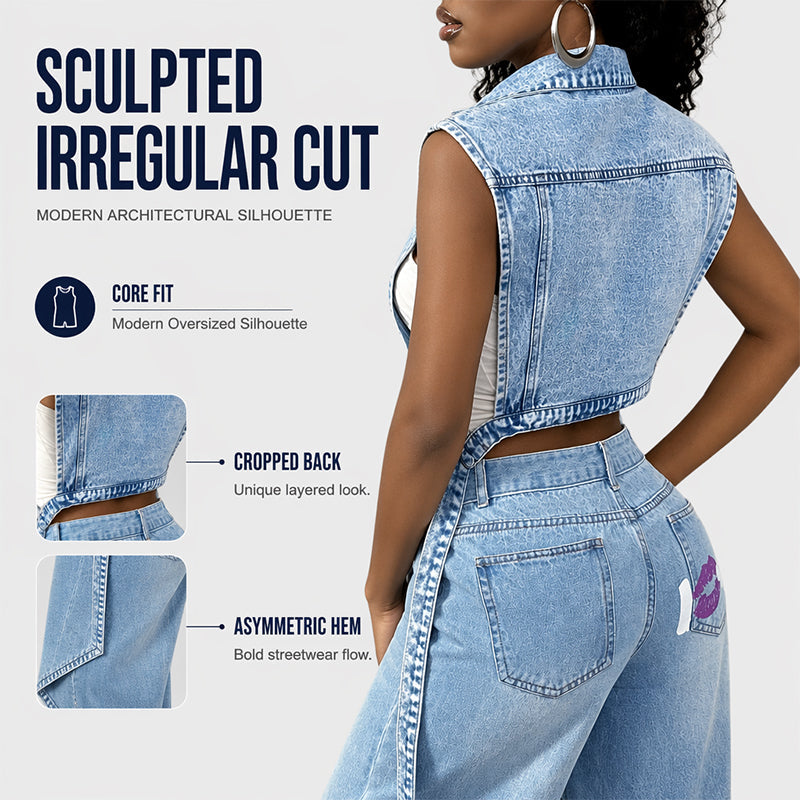 👗 50% DE RÉDUCTION! 👖 Robe Gilet en Jean Sans Manches Fente Haute – Coupe fluide, denim léger & style tendance – Parfaite pour l'été et les journées décontractées ☀️
