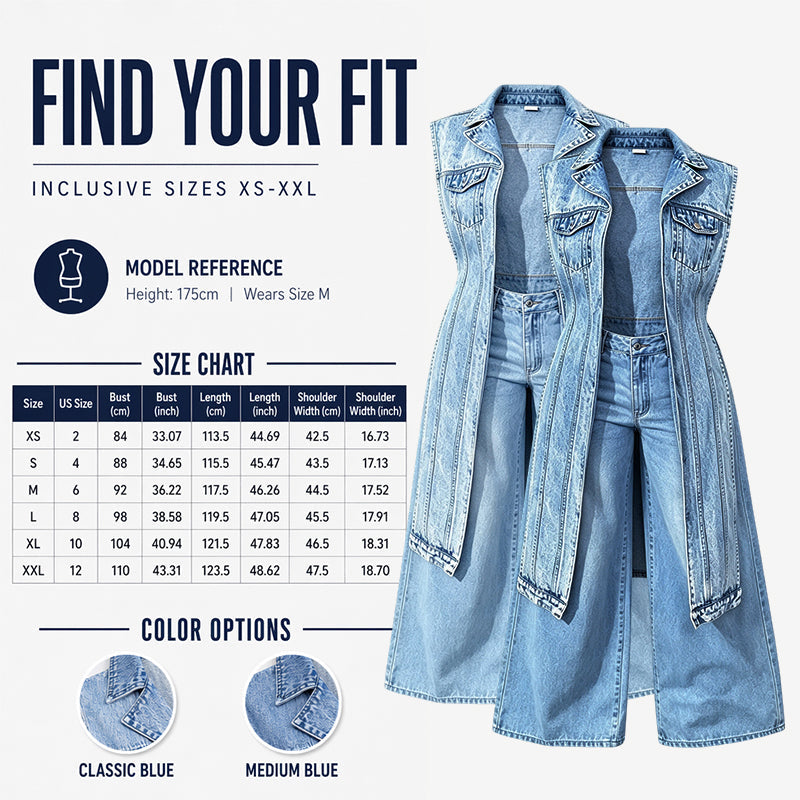 👗 50% DE RÉDUCTION! 👖 Robe Gilet en Jean Sans Manches Fente Haute – Coupe fluide, denim léger & style tendance – Parfaite pour l'été et les journées décontractées ☀️