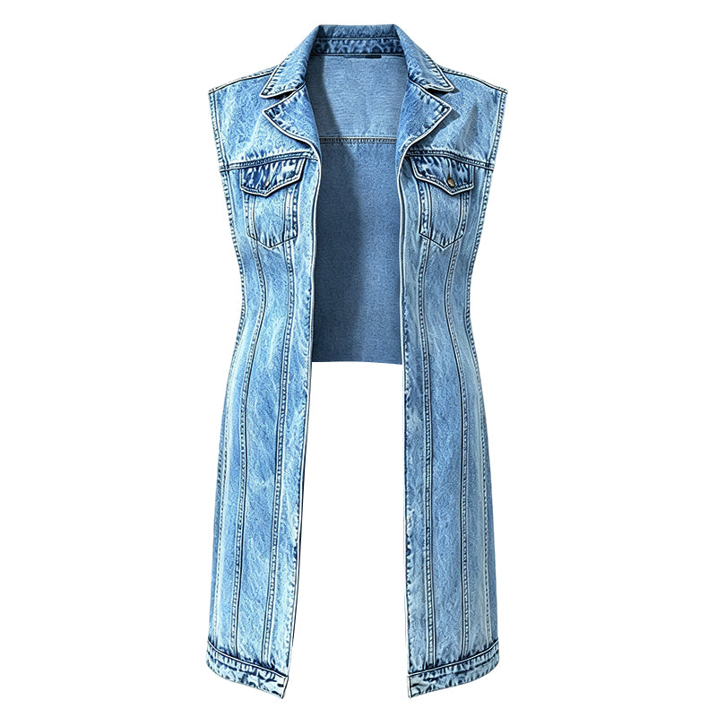 👗 50% DE RÉDUCTION! 👖 Robe Gilet en Jean Sans Manches Fente Haute – Coupe fluide, denim léger & style tendance – Parfaite pour l'été et les journées décontractées ☀️