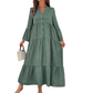 Robe midi évasée en tissu texturé uni