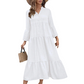 Robe midi évasée en tissu texturé uni