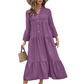 Robe midi évasée en tissu texturé uni
