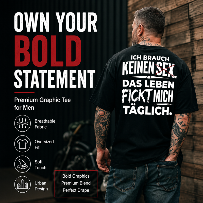 🧥 T-shirt pour homme avec slogan allemand humoristique — T-shirt avec citation sarcastique et motif au texte plein d'esprit