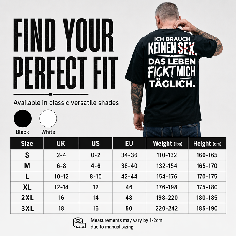 🧥 T-shirt pour homme avec slogan allemand humoristique — T-shirt avec citation sarcastique et motif au texte plein d'esprit