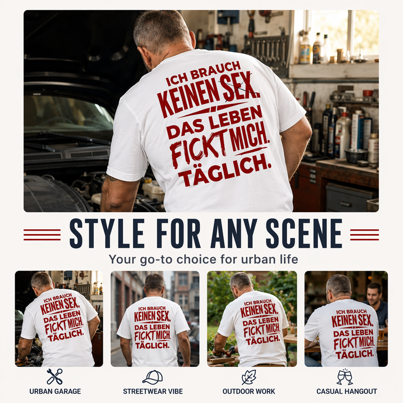🧥 T-shirt pour homme avec slogan allemand humoristique — T-shirt avec citation sarcastique et motif au texte plein d'esprit