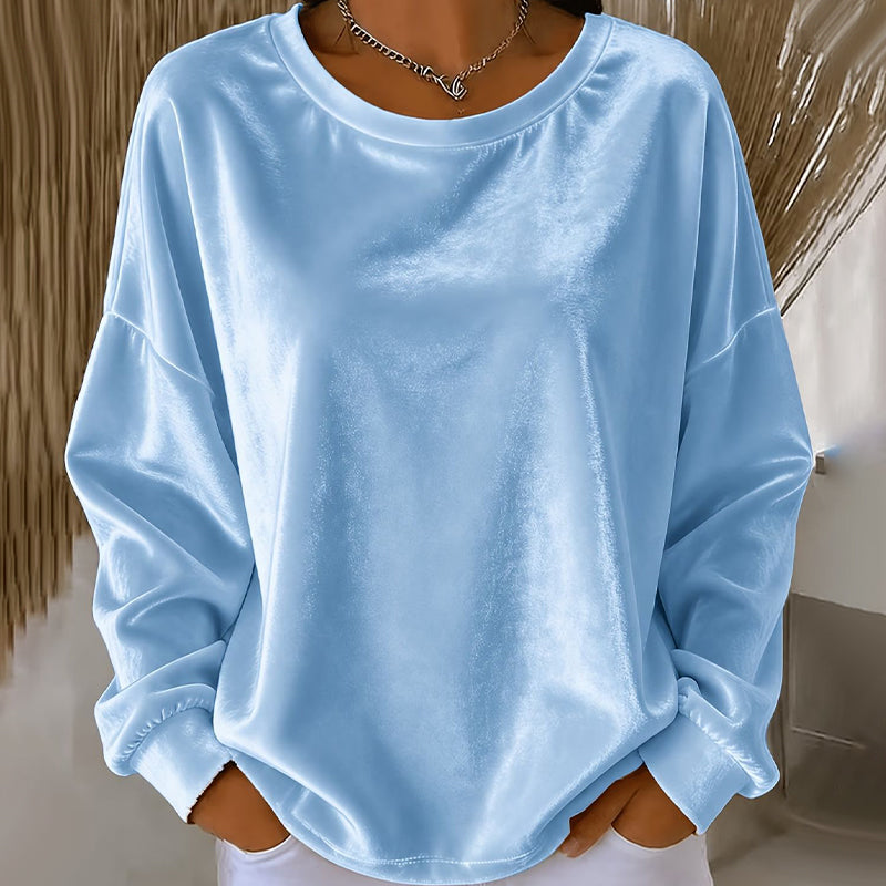 🔥 -50 % de réduction ! ✔️ Haut décontracté à manches longues et col rond pour femme - Un essentiel quotidien pour toutes les occasions 🌿