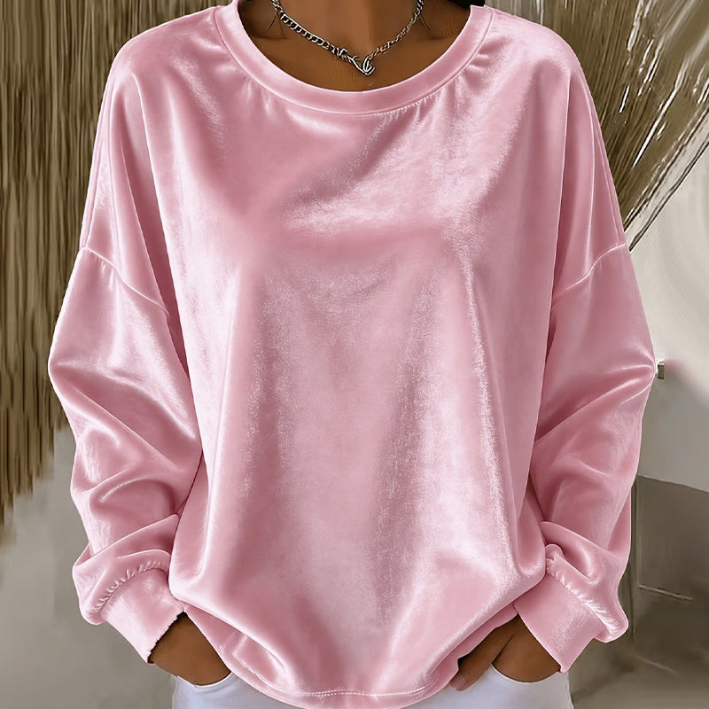 🔥 -50 % de réduction ! ✔️ Haut décontracté à manches longues et col rond pour femme - Un essentiel quotidien pour toutes les occasions 🌿