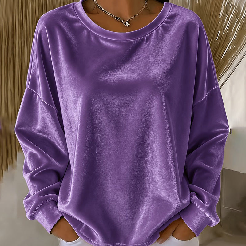 🔥 -50 % de réduction ! ✔️ Haut décontracté à manches longues et col rond pour femme - Un essentiel quotidien pour toutes les occasions 🌿