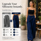 Pantalon pour femme à entrejambe asymétrique et jambes larges