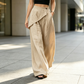 Pantalon pour femme à entrejambe asymétrique et jambes larges