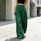 Pantalon pour femme à entrejambe asymétrique et jambes larges