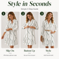 Robe-chemise imprimée à manches longues pour femme : robe midi décontractée à boutons, élégante