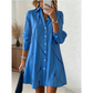 Robe-chemise imprimée à manches longues pour femme : robe midi décontractée à boutons, élégante