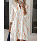 Robe-chemise imprimée à manches longues pour femme : robe midi décontractée à boutons, élégante