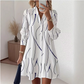 Robe-chemise imprimée à manches longues pour femme : robe midi décontractée à boutons, élégante